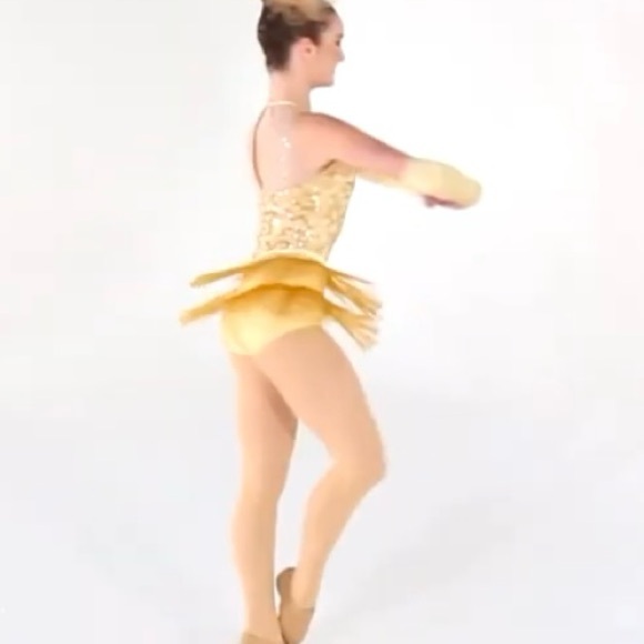 Revolution Dancewear “Encore” Gold Fringe Dance Costume size Large Child - Picture 5 of 16